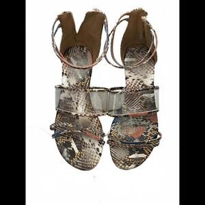 EUC! Stylish Snakeskin Print Sandals with Clear Straps 7